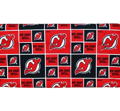 New Jersey Devils ~ Block Pattern NHL Cotton Fabric 1/4 Yard 9” X 44” New - Image 1 of 4