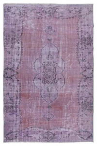 6.2x9.4 Ft Ethnic Handmade Turkish Rug in Lilac Purple for Living Room Decor - Picture 1 of 5