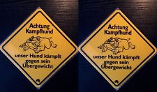 2 Stück 19cm Kunststoff Warn Schild Hinweis Schild Achtung Vorsicht Kampf Hund