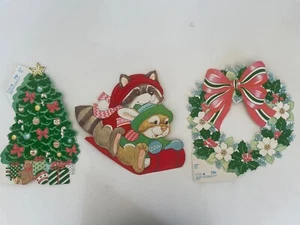 Vintage Cleo Samt Karton Die It Weihnachtsdeko 3 Stück Made in USA - Bild 1 von 12