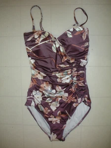 GOTTEX Mauve Floral Amore 1 Pc Bandeau Style Swimsuit Sz 8 NWT - Picture 1 of 2