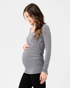BNWT Ripe maternity nursing long sleeve top size small grey white stripe - Picture 1 of 5