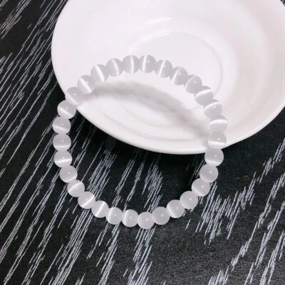 Brazalete de cristal de selenita natural de 4 mm con cuentas curativas de reiki elástico para mujeres y hombres regalo Foto 1 de 4