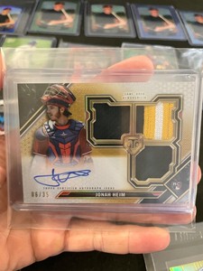 Jonah Heim Rookie 2021 Topps Triple Threads  On Card Auto 3 Color Patch 6/35