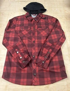 Volcom Collectable “HOOD FLANNEL” Red Plaid Flannel Sweatshirt - Size L - Picture 1 of 7