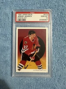 1990/91 Upper Deck #316 Jeremy Roenick Team Checklist PSA 10 - Foto 1 di 2
