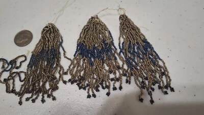 ¿Borlas de cuentas de semillas de metal antiguo mezcla azul? Algunos están empañados 32 gramos Foto 1 de 4