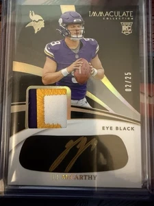 2024 Panini Immaculate Collection - Immaculate Eye Black Gold /25 J J McCarthy - Picture 1 of 8