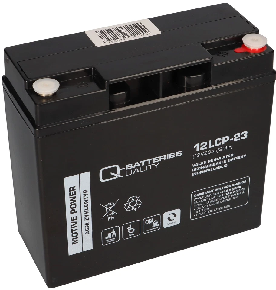 Q-BATTERIES Akku kompatibel 6-DZM-20 6DZM-18 6-DZM 12LCP-23 12V - 23Ah Blei Akku Zyklentyp Q