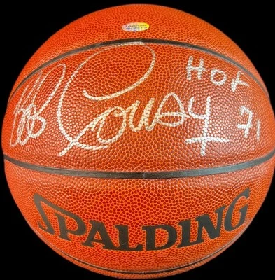 Bob Cousy Autographed Signed Basketball Boston Celtics JSA very BOLD & HUGE AUTO - Image 1 of 4
