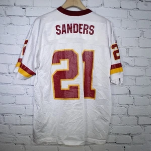 Vintage Deion Sanders Washington Redskins Jersey Size L Adidas Team White Flaws - Picture 1 of 20