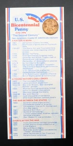 États-Unis vintage Pièce unique frappée penny bicentenaire et chronologie historique histoire - Photo 1/7