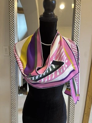 Vintage Emilio Pucci Fuilio Silk Scarf Pink/Purple/cream - Image 1 of 4