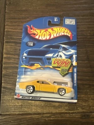 2002 Hot Wheels Collector No #116 '71 PLYMOUTH GTX Yellow w/5 Spoke Wheels - Image 1 of 4