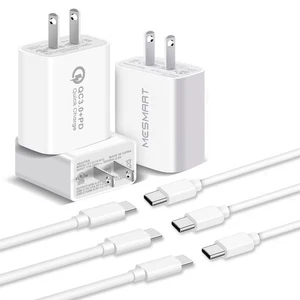 Cable cargador de pared USB+Tipo C para hogar/viaje de 20 W EE. UU. para Samsung Galaxy S25 24 22 21 - Imagen 1 de 14