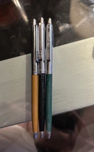 3 Vintage SLIM Paper Mate Double Heart Ballpoint Pen BROWN BLUE RARE GREEN - Picture 1 of 1