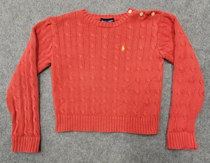 Ralph Lauren Polo Tejido con Cable Algodón Suéter Rojo Talla 6X Amarillo Poni - Imagen 1 de 6