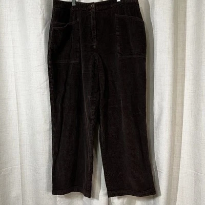 J Jill Corduroy Pants 16P Petite Brown Straight Wide Leg Trouser Office 90s - Image 1 of 4