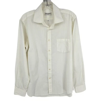 Camisa Yves Saint Laurent Para Hombre 15.5 34/35 Blanco Rayas Vestido Botón Delantero LS Foto 1 de 4