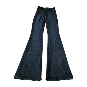 We The Free People Jayde Flare Jeans 25 Blue Super High Rise Denim Night Sky - Picture 1 of 9