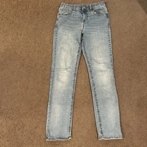 Old Navy Karate Distressed Light Blue Jeans Boys 14 REG Adjust. Waist - Picture 1 of 10
