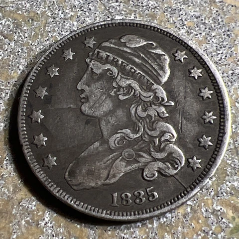 1835 Capped Bust Quarter Better Grade Natural Toning Nice Details T-473 Cover