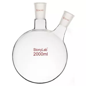 2L Round Bottom Flask with 24/40 Joint - Borosilicate Glass Laboratory Essential - Picture 1 of 12