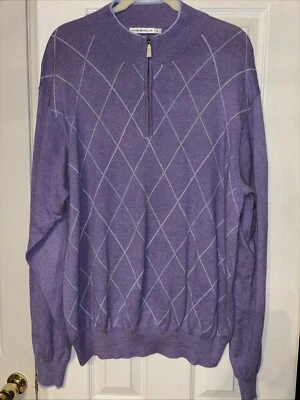 Peter Millar XL Trump Int’l Golf Scotland Argyle Sweater Cotton Cashmere Purple - Image 1 of 4