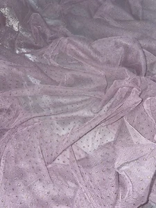 1 mtr soft dusty pink dew drop studded bridal tulle net fabric..45” wide (114cm) - Picture 1 of 5
