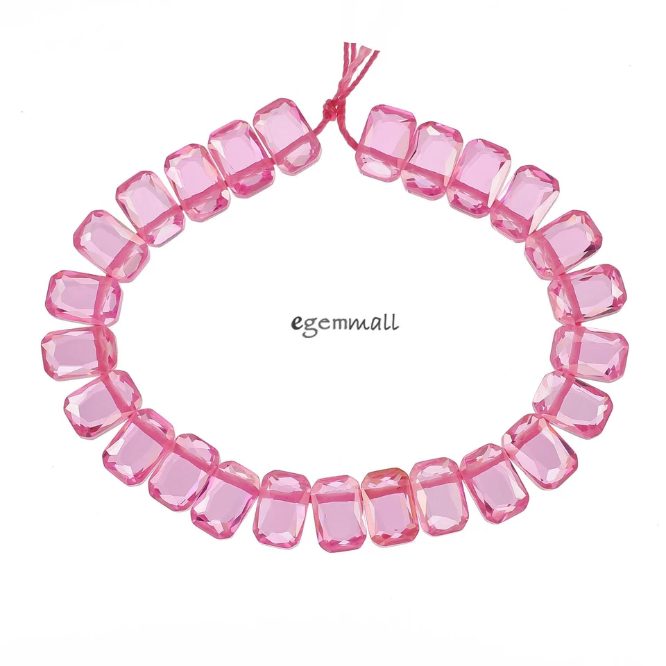 Cojín rectangular 25 circonitas cúbicas perforado lateral 6x9 mm rosa #96148 Foto 1 de 1