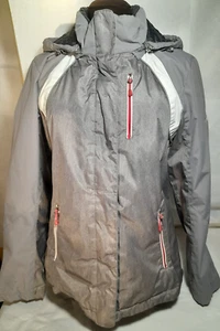 Chaqueta de invierno para damas talla mediana 10 ZeroXposur gris y blanca con acentos rojos - Imagen 1 de 18