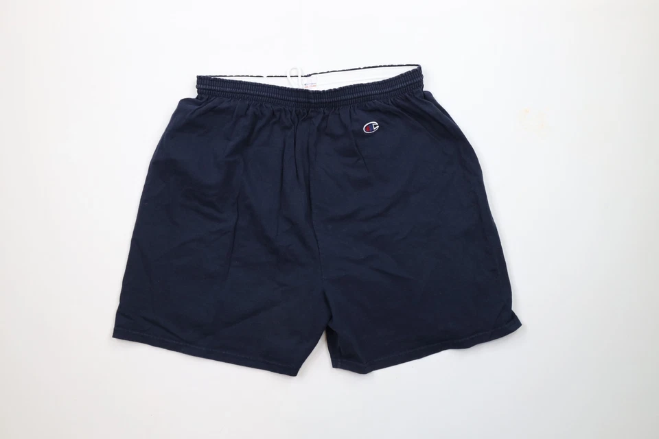 Vintage 90s Champion Mens 2XL Faded Classic Logo Above Knee Shorts Blue Cotton - Image 1 of 4