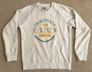 Adidas Originals Club Crew Neck Sweater White Mens Small HR7894 - Picture 1 of 6