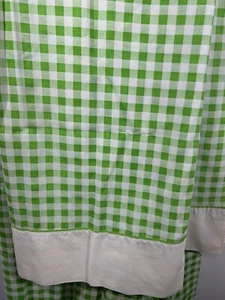 Vintage Queen Flat Sheet Green Gingham - Picture 1 of 8