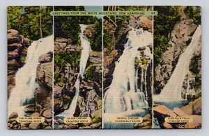 Postal saludos de lino desde las montañas blancas cascadas de New Hampshire - Imagen 1 de 2