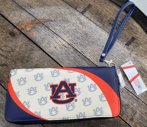 Auburn Tigers curve zip organizer Wallet wristlet NWT Cover