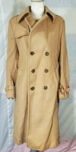 Vintage Men's Utex Tan Brown Wool Trench Coat Size 40 - Picture 1 of 12