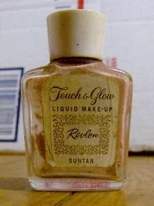 RARE vintage 1960s REVLON glass makeup bottle TOUCH & GLOW Cosmetics beauty OLD - Picture 1 of 3