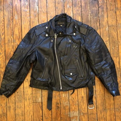 Vintage Yamaha Leather Motorcycle Jacket Mens 46 Black - Image 1 of 4