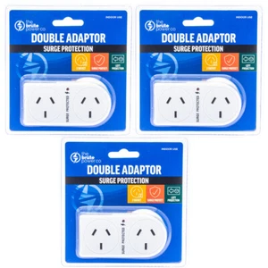 3PK The Brute Power Co Flat Left Double Plug Surge Protector Socket Adaptor - Picture 1 of 2