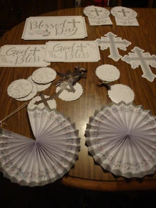 10 PIECE BLASSED DAY RELIGOUS DECORATION KIT BAPTISM COMMUNION CONFIRMATION - Picture 1 of 7