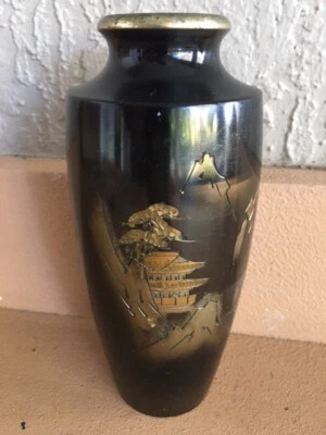 Asian Antiques, Metal Ware, Vase, Palace & Boat,Brass & Silver, 1900-1940, Japan - Image 1 of 4