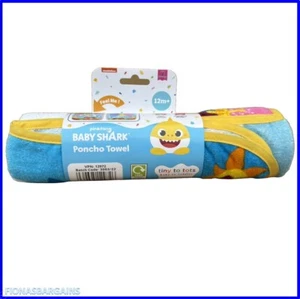 Poncho con cappuccio per bambini ragazzi ragazze bambino BABY SHARK telo mare bagno cotone 12m+ - Foto 1 di 3