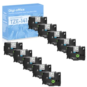 10PK Compatible with Brother PT-D450 TZ141 Tze141 Black on Clear Label Tape 0.7" - Picture 1 of 10