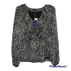 Blusa para mujer Skies Are azul con volantes y volantes transparente boho de diseñador - Imagen 1 de 15