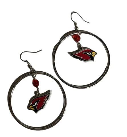 NFL Arizona Cardinals NFL Hoop W/ Red Bead  Earrings Cover