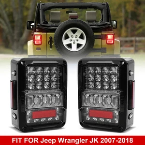 For Jeep Wrangler JK 2007-2018 2PC Clear LED Tail Lights Reverse Running Turning - Picture 1 of 12