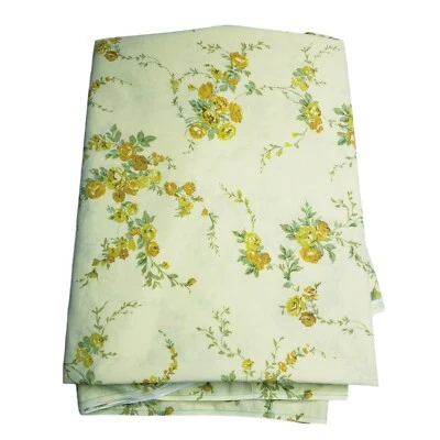 Vintage SEARS 60s Garden Floral Cottagecore Yellow Percale Sheet Cottage Chic - Image 1 of 4