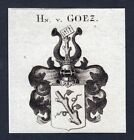 1820 Goez Gz Wappen Adel coat of arms heraldry Heraldik Kupferstich engr 142605