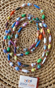 Afrikanischer Schmuck Papierperlen glänzend Halskette Kenia Fair Trade neue Farben CCC - Bild 1 von 1